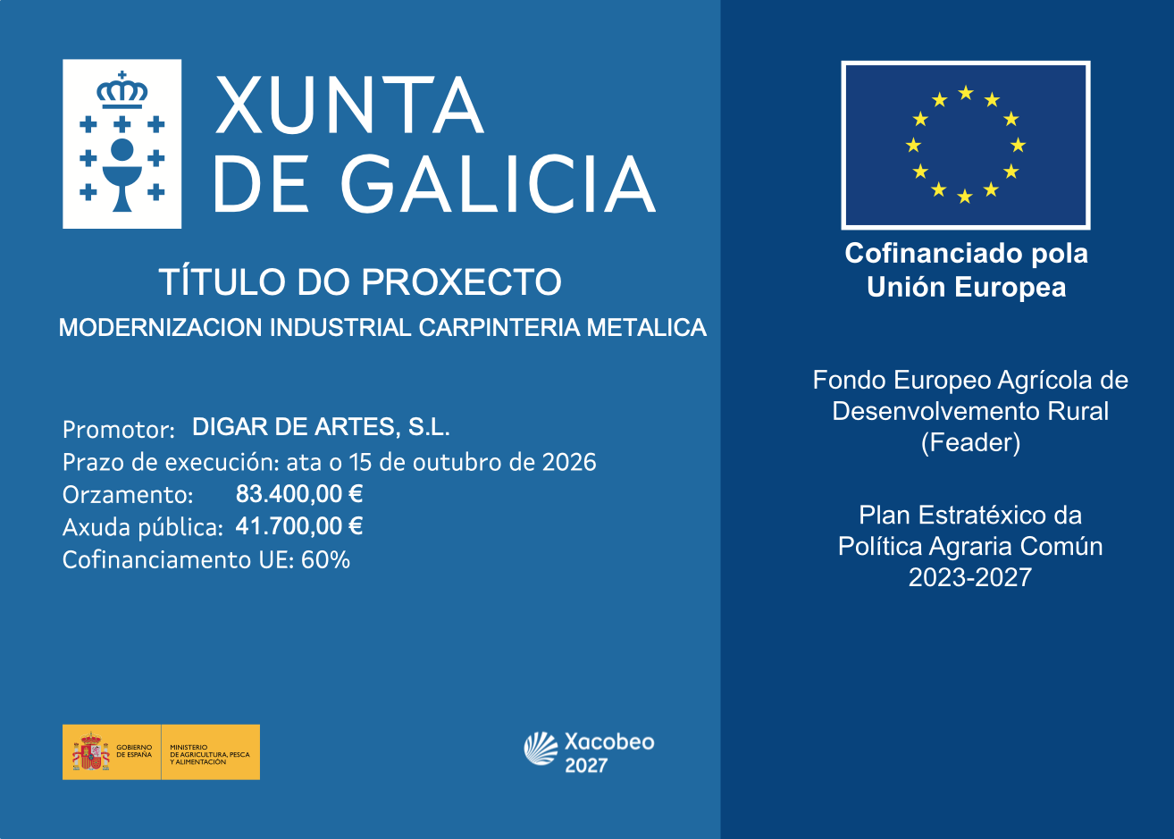 Modernización industrial carpintería metálica - Xunta de Galicia - Cofinanciado pola Unión Europea (Feader)